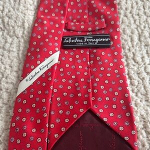 Salvatore Ferragamo Red Floral Silk Tie